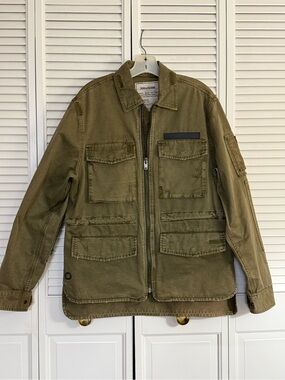Zadig & Voltaire Bart Grunge Men’s Green Jacket Full Zip Solid Short Size L